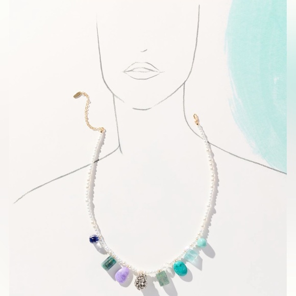 NWT Anthropologie stone beaded pearl necklace - Picture 3 of 5